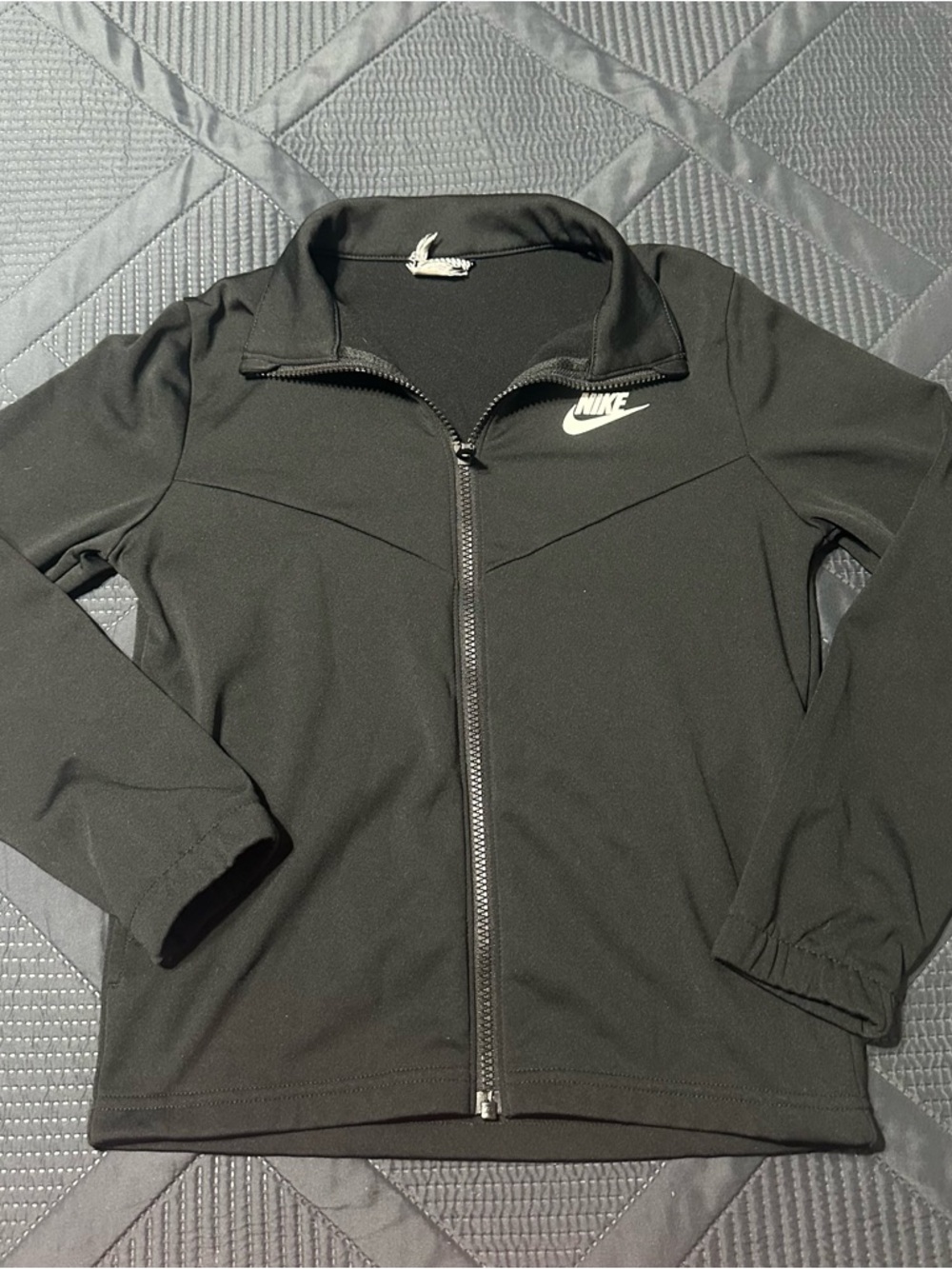 Nike Jacket Youth M Black Full Zip Track Mock Neck Swoosh Logo Gym FD3067-010